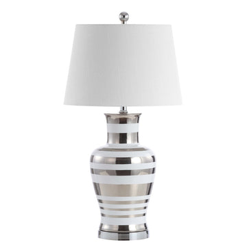 Zilar Striped 28.75" Ceramic/Iron Classic Modern LED Table Lamp - JONATHAN Y
